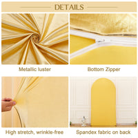 Garvee Housse d'arche de mariage en spandex de 1,8 m - Double face, élastique, or et argent - Idéale pour les photos de fêtes, baby showers et autres occasions spéciales.