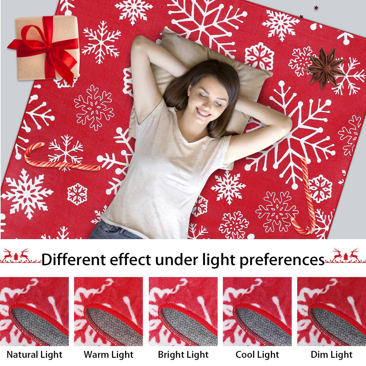 Tapis de couloir Garvee Soft Christmas à motif flocons de neige, lavable et antidérapant, idéal pour l'entrée et la cuisine, 60 x 230 cm, rouge