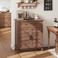 Garvee Armoire de rangement style ferme, étagère réglable à 3 niveaux, 7 positions, bois, style rustique, cuisine et couloir, 40 × 80 × 91 cm
