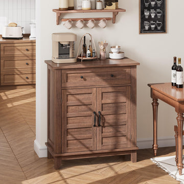Garvee Armoire de rangement style ferme, étagère réglable à 3 niveaux, 7 positions, bois, style rustique, cuisine et couloir, 40 × 80 × 91 cm