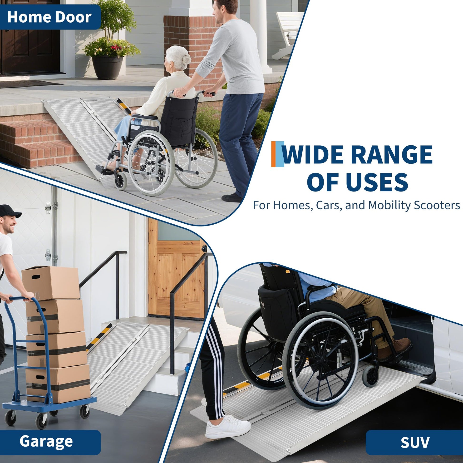 Garvee Rampe d’accès pliable en aluminium 91 cm, verrouillage de sécurité, gants inclus, pour fourgonnette, argenté
