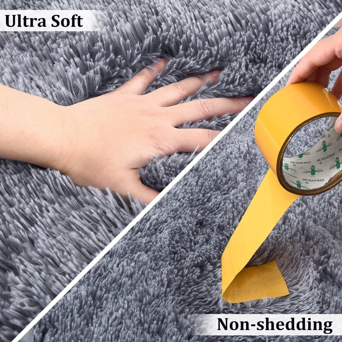 Tapis rond moelleux Garvee 80 cm pour chambre d'enfant, doux et duveteux, à poils longs de 4 cm, en velours antidérapant gris