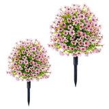 Ensemble de 2 fleurs artificielles Garvee avec piquets pour jardin et terrasse, rose, résistant aux UV, réaliste, facile d'entretien