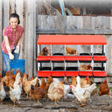 Garvee Pondoir pour Poules 10 Compartiments, Acier Galvanisé 0,7 mm avec Couvercle Émaillé et Bacs en Plastique Amovibles, Design Incliné, Nettoyage Facile, Rouge - Rouge