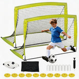 Garvee Lot de 2 Buts de Football Pliables 183 × 122 cm avec Ballon, Cages d’Entraînement Portables pour Enfants et Jardin - Vert