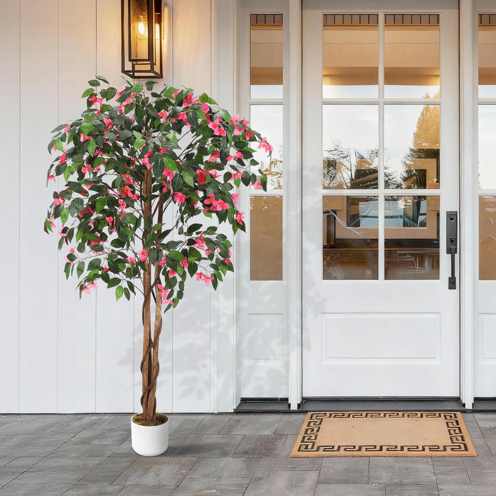 Garvee Bougainvillier Artificiel 160 cm, Arbre Décoratif avec Tronc en Bois Véritable et Fleurs en Polyester, Rose Fuchsia