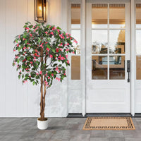 Garvee Bougainvillier Artificiel 160 cm, Arbre Décoratif avec Tronc en Bois Véritable et Fleurs en Polyester, Rose Fuchsia