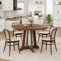 Garvee Table de salle à manger ronde pour 4 personnes, en bois, 119cm (119,4cm), piètement en croix robuste, pieds réglables, marron