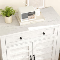 Garvee Armoire de rangement style ferme, étagère réglable à 3 niveaux, 7 vitesses, blanche, pour cuisine et entrée, 40 × 80 × 91 cm, style rustique