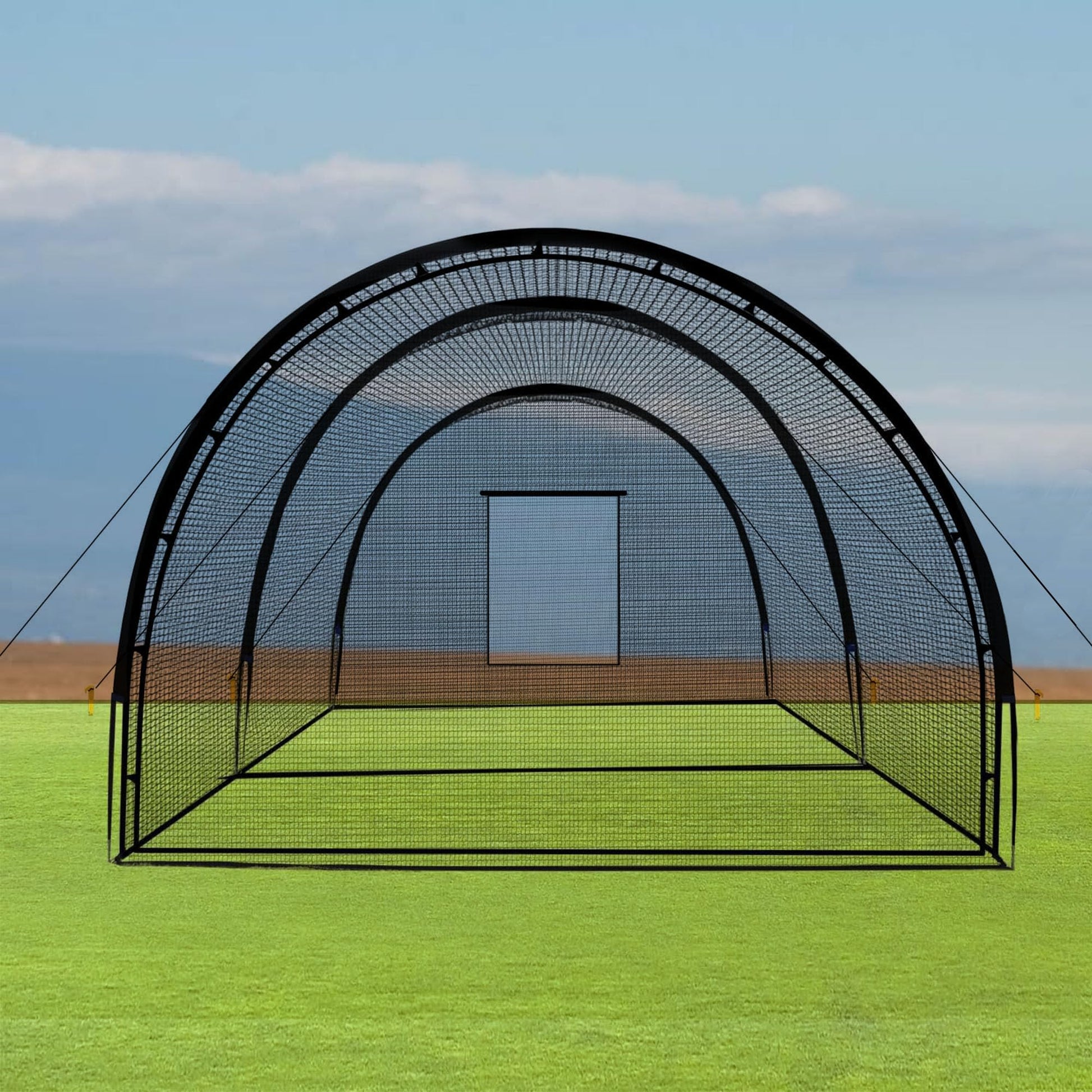 Cage de frappe de baseball Garvee de 10 m avec cadre, en polyester et poteaux en fibre de verre, pour l'entraînement au baseball et au golf dans le jardin, 10 x 3,7 x 2,4 m, noir