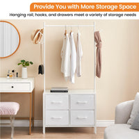 Portant à vêtements Garvee à 4 tiroirs, structure en métal et plateau en bois, pour chambre et couloir, blanc, robuste et polyvalent