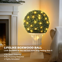 Boules de buis artificiel Garvee de 40 cm (16 pouces), résistantes aux UV et imperméables, avec pot robuste, pour jardin et entrée, vertes, lot de 2