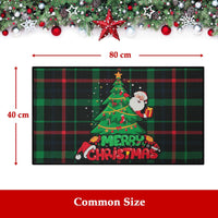 Tapis de Noël antiséquoia Garvee Zerbino Natalizio avec sapin et Père Noël, aspect lin polyester, 40 x 80 cm, pour intérieur et extérieur, rouge et vert