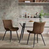 Garvee Chaise de salle à manger rembourrée 2 pièces cuir coussin courbé pieds métal design moderne milieu siècle cuisine et salon - Brun