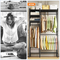 Garvee Portant à vêtements en métal à 4 niveaux, 3 barres réglables en hauteur, revêtement en poudre noir, pour chambre et magasin