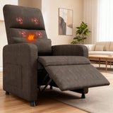 Garvee Fauteuil Relax Électrique avec Massage et Chaleur, Repose-pieds Réglable, Mousse Haute Densité, Cadre Acier, Design Compact pour Salon ou Bureau, Noir - Marron