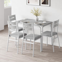 Ensemble de salle à manger Garvee pour 4 personnes, table carrée avec 4 chaises rembourrées, MDF et métal, gain de place et stable, pour les petites pièces et les cuisines.