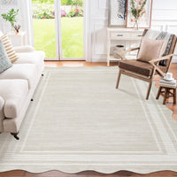 Tapis Garvee festonné 240 x 300 cm, motif géométrique moderne, lavable, antidérapant, antitache, polyester, idéal pour salon, chambre ou bureau, couleurs neutres.