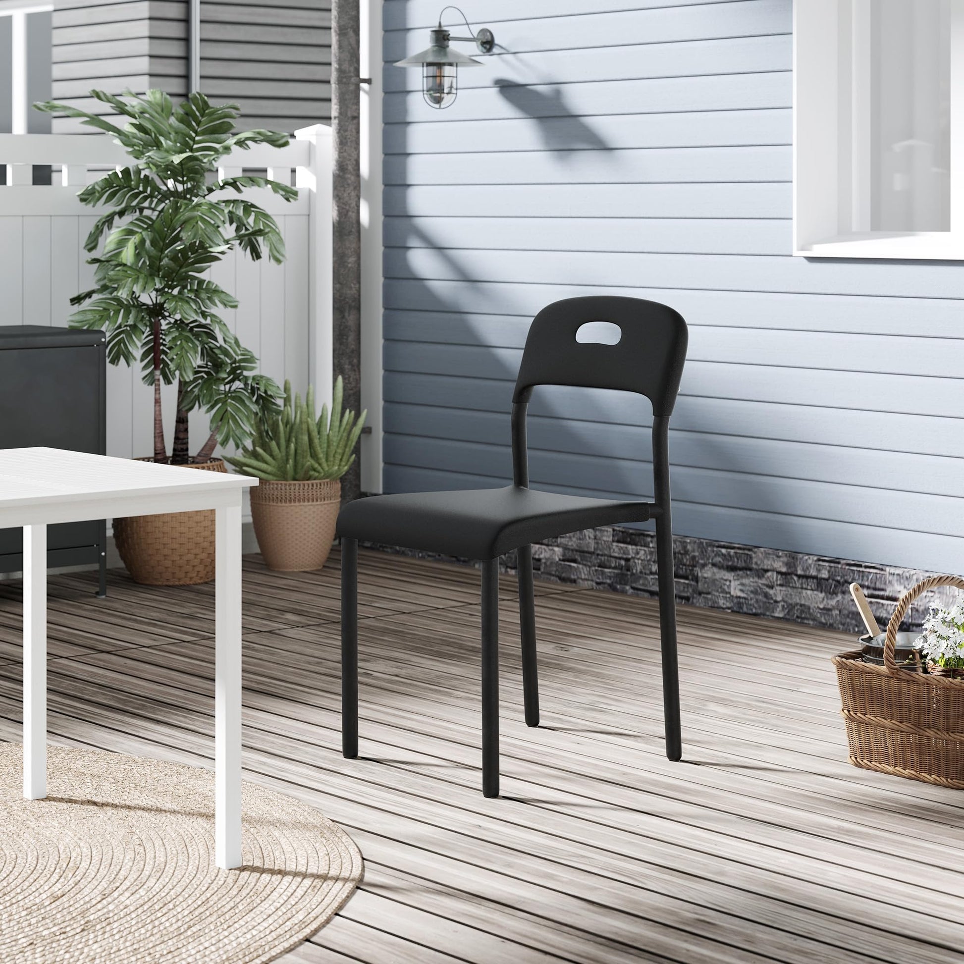 Chaise de salle à manger Garvee, empilable, moderne, en plastique, pieds en métal, ergonomique, imperméable, pour cuisine, salon, intérieur/extérieur, 45,5 x 40 x 76,5 cm