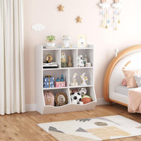 Meuble de rangement pour jouets Garvee blanc, bibliothèque pour enfants, 3 niveaux, anti-basculement, en bois robuste, salle de jeux