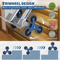 Garvee Diable monte-escalier en aluminium 2-en-1, roues triangulaires TPR, double poignée ergonomique, plateau extensible, charge 272 kg, pour maison et entrepôt