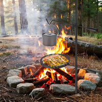 Garvee Gril de camping rotatif 360°, hauteur réglable, pliable, maille en acier robuste, portable avec sac de transport pour camping et barbecue