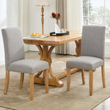 Chaises de salle à manger Garvee Parsons, lot de 2, rembourrées, ergonomiques, revêtement en lin, pieds robustes en bois d'hévéa, style moderne, pour la cuisine et le salon - Gris