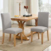 Chaises de salle à manger Garvee Parsons, lot de 2, rembourrées, ergonomiques, revêtement en lin, pieds robustes en bois d'hévéa, style moderne, pour la cuisine et le salon