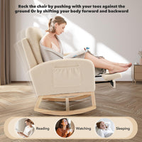 Fauteuil à bascule Garvee pour chambre d'enfant avec repose-pieds, tissu à motifs peluche, ergonomique, structure en bois robuste, salon et chambre, multicolore