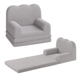 Canapé enfant 2 en 1 Garvee en tissu polaire gris effet peluche, pliable et polyvalent, idéal pour la salle de jeux et la chambre d'enfant.