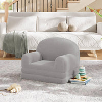 Fauteuil-canapé Garvee pour enfants, 2 en 1, pliable, en tissu polaire doux et confortable, gris, pour salle de jeux ou chambre.