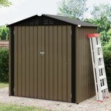 Garvee abri de jardin 1,83 × 1,22 m en acier galvanisé, toit en pente, double porte verrouillable, rangement extérieur, gris - Marron