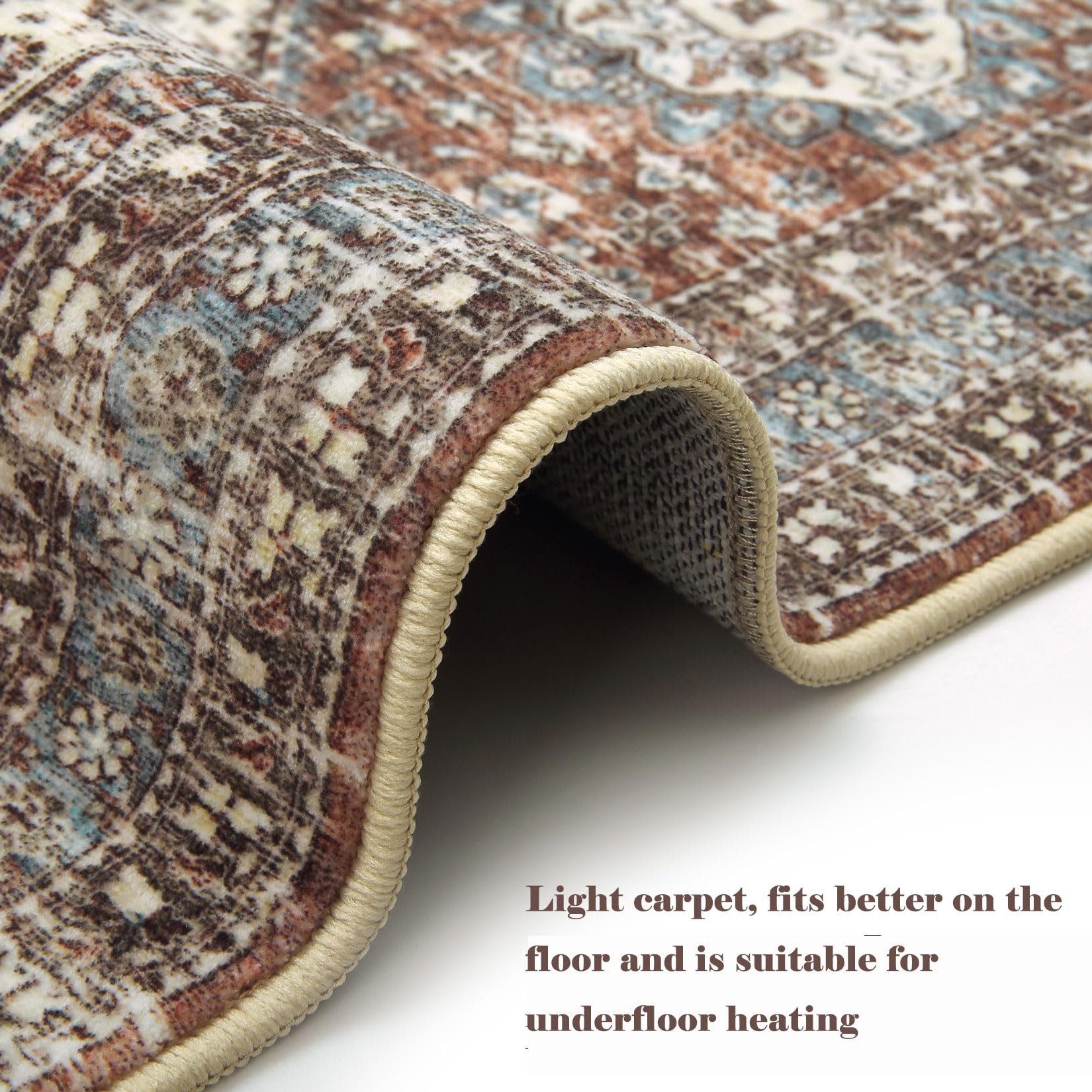 Tapis lavable Garvee, facile à nettoyer, antidérapant, pour chambre et salon, 80 x 150 cm, marron