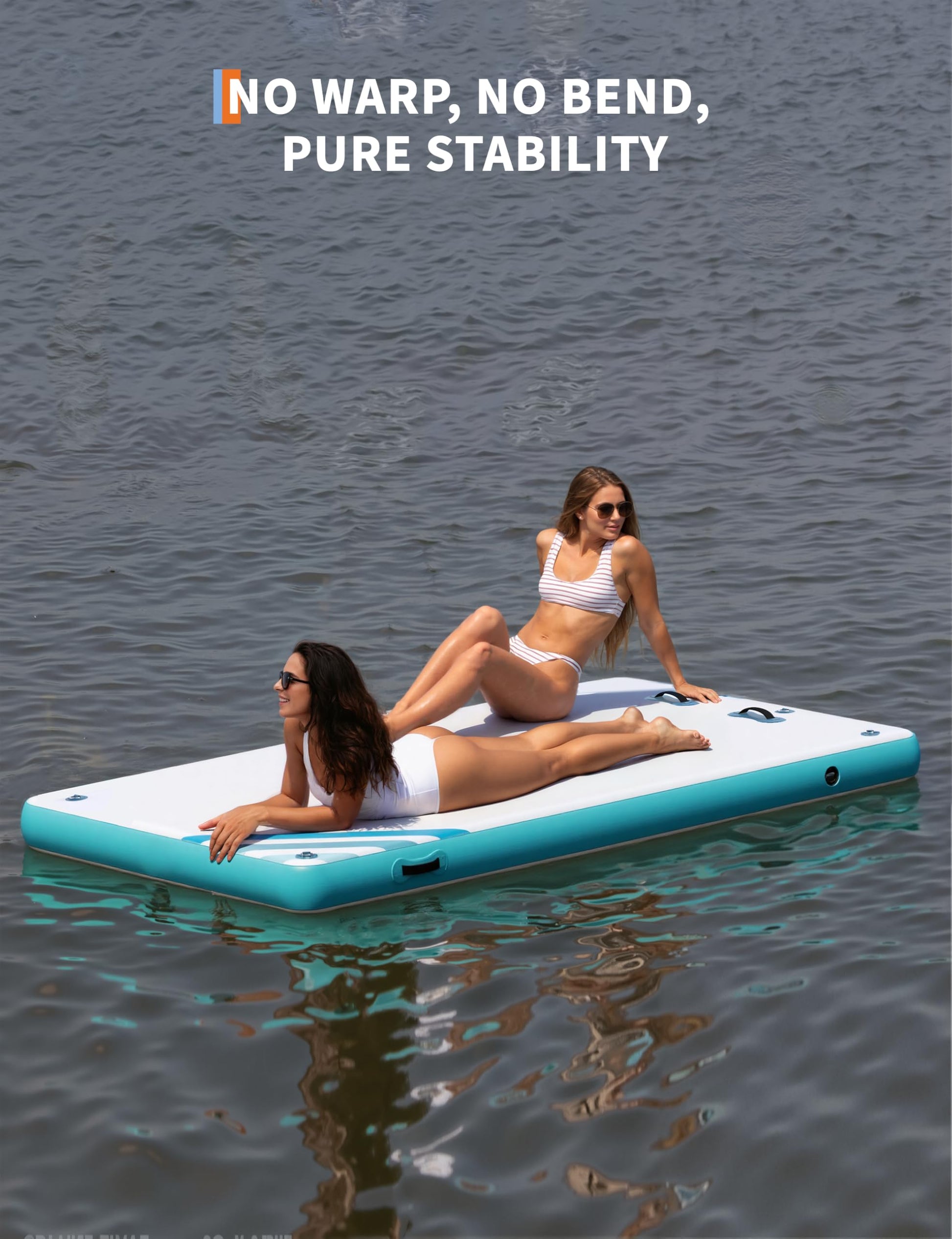 Garvee Plateforme Flottante Gonflable 305 x 183 cm en PVC Résistant avec Échelle Souple, pour Piscine et Plage, Bleu