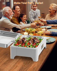Garvee Ensemble de chauffe-plats professionnel 9L en acier inoxydable, récipient chauffant idéal pour les buffets, les traiteurs, les fêtes et les jours fériés B
