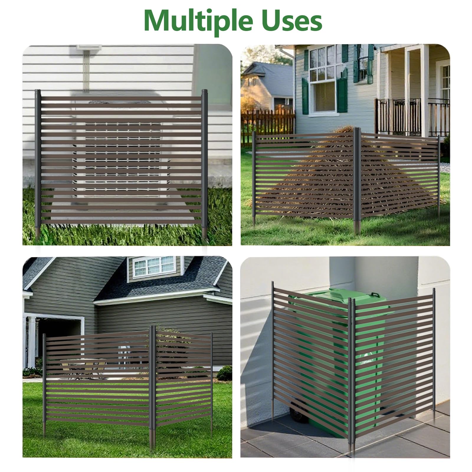 Clôture extérieure Garvee en métal, 3 panneaux, antirouille, résistante aux intempéries, robuste, répulsive pour animaux, pour jardin ou terrasse, 270 x 120 cm, noir.