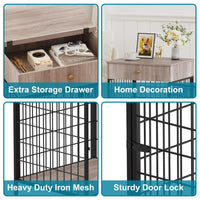 Meuble pour cage de rangement pour chien Garvee, structure en acier, résistant aux jouets à mâcher, avec tiroir, pour petits chiens, table d'appoint d'intérieur, 50 cm (L) x 58 cm (l) x 68 cm (H)