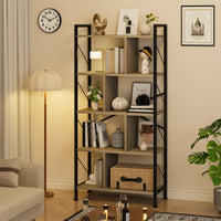 Garvee étagère industrielle haute à 5 niveaux avec rangement pour salon, bureau, chambre, en MDF et métal, robuste et anti-basculement