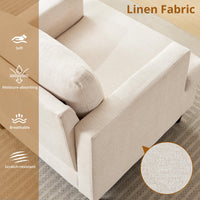 Fauteuil d'appoint Garvee style Mid-Century, revêtu de lin respirant, rembourré de façon moelleuse et doté de pieds en bois massif. Idéal pour le salon et le bureau. Design moderne et polyvalent, couleur beige.