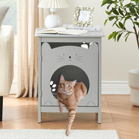 Garvee Bac à litière pour chat avec porte et aération, servant de table d'appoint pour le salon, 47,5 cm (L) x 50,8 cm (l) x 60,5 cm (H), gris