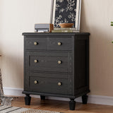 Garvee Commode 4 Tiroirs Vintage en Bois Noir avec Poignées Sculptées pour Chambre, Grande Capacité, Structure Stable, Sécurisée, 76,2 cm - Noir