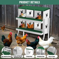 Garvee pondoir pour poules à 6 compartiments avec support métallique, acier galvanisé de 0,7 mm, idéal pour poulaillers, fermes et basses-cours, vert