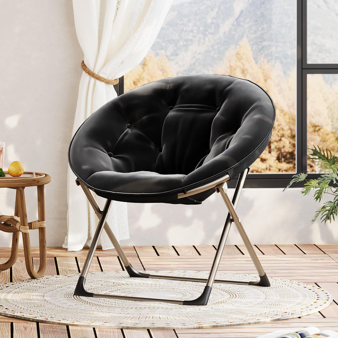 Fauteuil pliant rembourré Garvee, structure en métal, ultra-doux, pliable et robuste, idéal pour la chambre et le jardin.