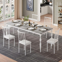 Table de salle à manger Garvee de style campagnard de 180 cm (71 pouces) pour 6 à 8 personnes, avec plateau en bois robuste et pieds en métal stables, idéale pour la cuisine et la salle à manger. Forme rectangulaire, résistante aux rayures.