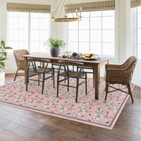 Tapis de salon lavable Garvee, motif floral vintage, poils courts, antidérapant, doux, grand format 160 x 230 cm, rose