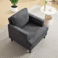 Fauteuil d'appoint moderne Garvee en tissu lin avec pieds robustes en bois, idéal pour le salon et le bureau. Confortablement rembourré et respirant.
