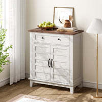 Garvee Meuble de rangement style ferme, étagère réglable à 3 niveaux, 7 positions, bois rustique, pour cuisine et salle à manger, 40 × 80 × 91 cm, marron