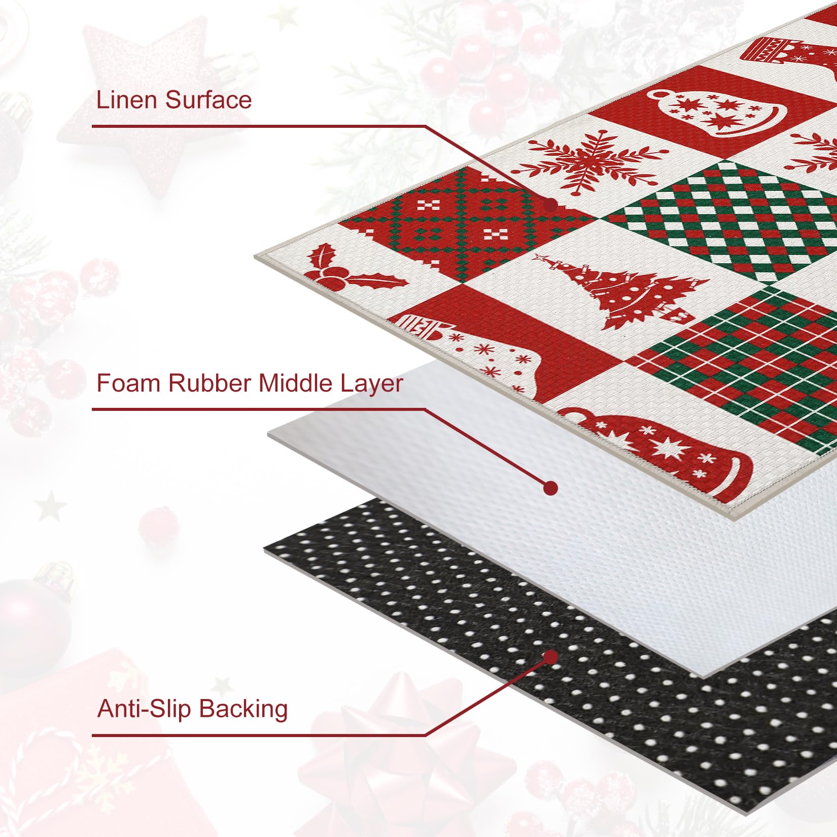 Tapis de Noël Garvee anti-salissures d'extérieur antidérapant, lavable et absorbant, 40 x 80 cm, blanc