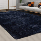 Tapis Garvee bleu marine 2,4 x 3 m (8 x 10 pieds), velours moelleux 4 cm, polyester antidérapant et doux pour salon et chambre. - marine