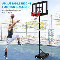 Panier de basket d'extérieur Garvee, réglable de 1,5 à 3 m, panneau incassable en PVC de 112 cm, cadre en PE, poteaux en acier inoxydable, portable pour jardin et aire de jeux